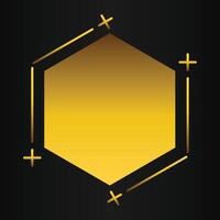 golden hexagon design on black background vector