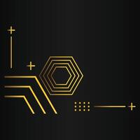 golden hexagon design on black background vector