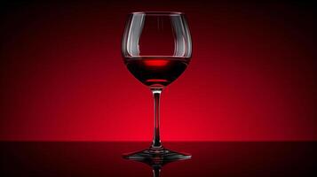 Elegant red wine in a transparent glass with a red background. Perfect for themes of celebration, luxury dining, and romantic evenings. photo