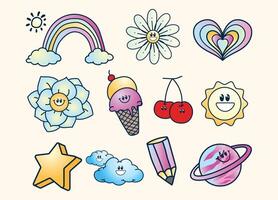 collection of child illustrations with funny faces vector