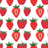 Seamless pattern of hand drawn beautiful strawberries vector