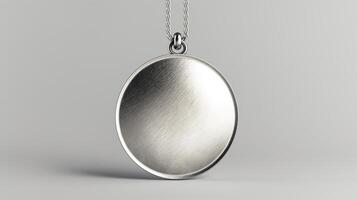 Elegant Silver Necklace Pendant on Gray Background with Subtle Texture, Perfect for Jewelry Design, Fashion, and Hauliday Gift Ideas, Modern, Minimalist, High-Resolution Stock Image photo