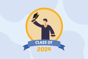 Class of 2024 concept. Colored flat illustration isolated. vector
