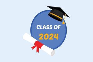 Class of 2024 concept. Colored flat illustration isolated. vector