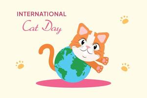 International Cat day concept. Colored flat illustration isolated. vector