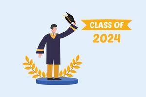 Class of 2024 concept. Colored flat illustration isolated. vector