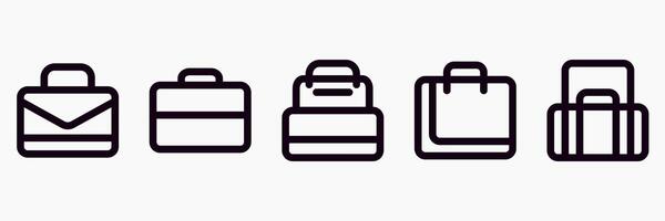 Briefcase icon in line style, set of work bag suitable for portfolio, document, office, student, working accessories and infographic icons. vector