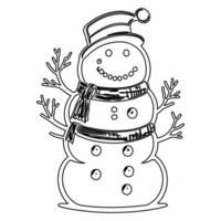 snowman winter outline illustration sketch vector