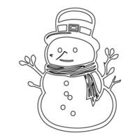 snowman winter outline illustration sketch vector