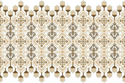 Geometric floral pattern illustration.flower ethnic pixel pattern,Aztec style,abstract background.design for texture,fabric,clothing,decoration,print,sarong. vector