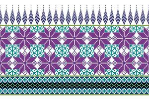 Geometric floral pattern illustration.flower ethnic pixel pattern,Aztec style,abstract background.design for texture,fabric,clothing,decoration,print,sarong. vector