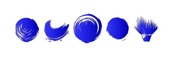 Blue paint brush stroke, ink splatter and artistic design elements. Dirty watercolor texture, box, frame, grunge background, splash or creative shape for social media. Abstract drawing. vector