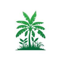 Banana Tree Silhouette Icon. Illustration of Banana Tree. Banana tree with fruit symbol. Banana tree sign. vector