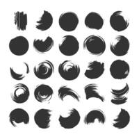 Black paint brush stroke, ink splatter and artistic design elements. Dirty watercolor texture, box, frame, grunge background, splash or creative shape for social media. Abstract drawing. vector