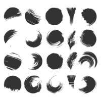 Black paint brush stroke, ink splatter and artistic design elements. Dirty watercolor texture, box, frame, grunge background, splash or creative shape for social media. Abstract drawing. vector