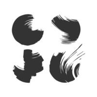 Black Paint brush stroke, ink splatter and artistic design elements. Dirty watercolor texture, box, frame, grunge background, splash or creative shape for social media. Abstract drawing. vector