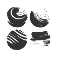 Black Paint brush stroke, ink splatter and artistic design elements. Dirty watercolor texture, box, frame, grunge background, splash or creative shape for social media. Abstract drawing. vector
