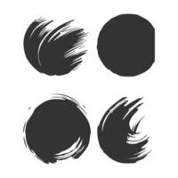 Black Paint brush stroke, ink splatter and artistic design elements. Dirty watercolor texture, box, frame, grunge background, splash or creative shape for social media. Abstract drawing. vector