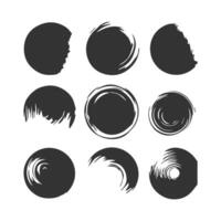 Black Paint brush stroke, ink splatter and artistic design elements. Dirty watercolor texture, box, frame, grunge background, splash or creative shape for social media. Abstract drawing. vector