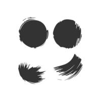Black Paint brush stroke, ink splatter and artistic design elements. Dirty watercolor texture, box, frame, grunge background, splash or creative shape for social media. Abstract drawing. vector