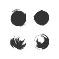 Black Paint brush stroke, ink splatter and artistic design elements. Dirty watercolor texture, box, frame, grunge background, splash or creative shape for social media. Abstract drawing. vector