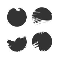 Black Paint brush stroke, ink splatter and artistic design elements. Dirty watercolor texture, box, frame, grunge background, splash or creative shape for social media. Abstract drawing. vector