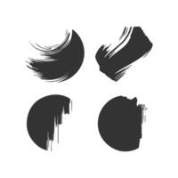 Black Paint brush stroke, ink splatter and artistic design elements. Dirty watercolor texture, box, frame, grunge background, splash or creative shape for social media. Abstract drawing. vector