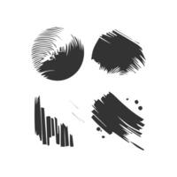 Black Paint brush stroke, ink splatter and artistic design elements. Dirty watercolor texture, box, frame, grunge background, splash or creative shape for social media. Abstract drawing. vector