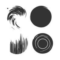 Black Paint brush stroke, ink splatter and artistic design elements. Dirty watercolor texture, box, frame, grunge background, splash or creative shape for social media. Abstract drawing. vector