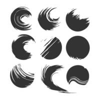 Black Paint brush stroke, ink splatter and artistic design elements. Dirty watercolor texture, box, frame, grunge background, splash or creative shape for social media. Abstract drawing. vector