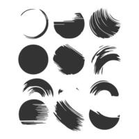 Black Paint brush stroke, ink splatter and artistic design elements. Dirty watercolor texture, box, frame, grunge background, splash or creative shape for social media. Abstract drawing. vector