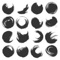 Black Paint brush stroke, ink splatter and artistic design elements. Dirty watercolor texture, box, frame, grunge background, splash or creative shape for social media. Abstract drawing. vector