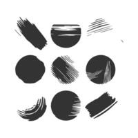 Black Paint brush stroke, ink splatter and artistic design elements. Dirty watercolor texture, box, frame, grunge background, splash or creative shape for social media. Abstract drawing. vector