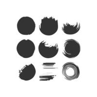 Black Paint brush stroke, ink splatter and artistic design elements. Dirty watercolor texture, box, frame, grunge background, splash or creative shape for social media. Abstract drawing. vector