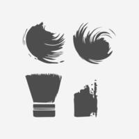 Black Paint brush stroke, ink splatter and artistic design elements. Dirty watercolor texture, box, frame, grunge background, splash or creative shape for social media. Abstract drawing. vector