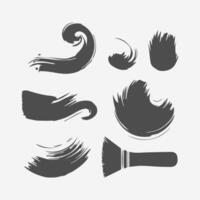 Black Paint brush stroke, ink splatter and artistic design elements. Dirty watercolor texture, box, frame, grunge background, splash or creative shape for social media. Abstract drawing. vector