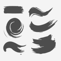 Black Paint brush stroke, ink splatter and artistic design elements. Dirty watercolor texture, box, frame, grunge background, splash or creative shape for social media. Abstract drawing. vector