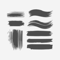 Black Paint brush stroke, ink splatter and artistic design elements. Dirty watercolor texture, box, frame, grunge background, splash or creative shape for social media. Abstract drawing. vector