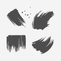 Black Paint brush stroke, ink splatter and artistic design elements. Dirty watercolor texture, box, frame, grunge background, splash or creative shape for social media. Abstract drawing. vector