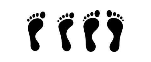 Different human footprints. Imprint soles shoes silhouette. Flat style collection. vector