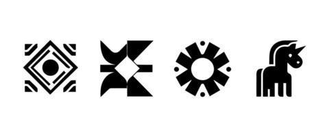 Abstract geometric shapes and icons vector