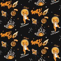 A cute space pattern illustration with a cat in space vector