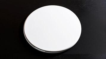 Pinback button mockup isolated on black background branding, marketing and design placement photo