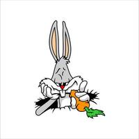 cartoon rabbit eating carrot on white background vector