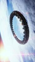 UFO Spaceship Hovering in the sky elements furnished by NASA, vertical video