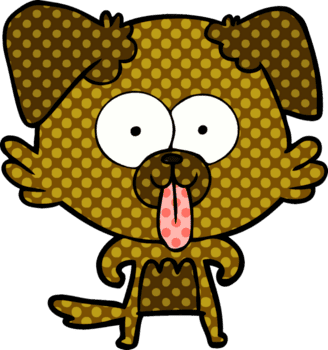 Karikatur Hund mit Zunge kleben aus Zeichnung png