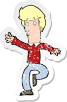 retro distressed sticker of a cartoon rushing man drawing png