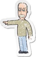 retro distressed sticker of a cartoon old man gesturing Get Out drawing png