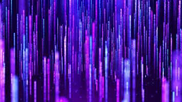 Abstract digital background with glowing neon particles flying upward. movement of a stream of glowing bright lines of particles. Seamless loop abstract background video