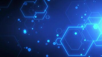 Business corporate abstract animation, digital technology presentation background. Hexagons and network connections of digital data. data analysis technology. Seamless loop video